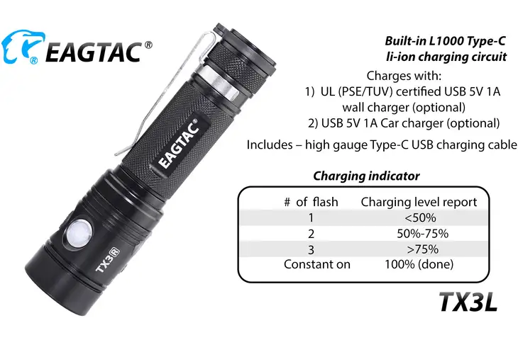 EAGTAC T Series TX3L Base Compact Rechargeable Flashlight w/ Free S&H — 4 models - view 9